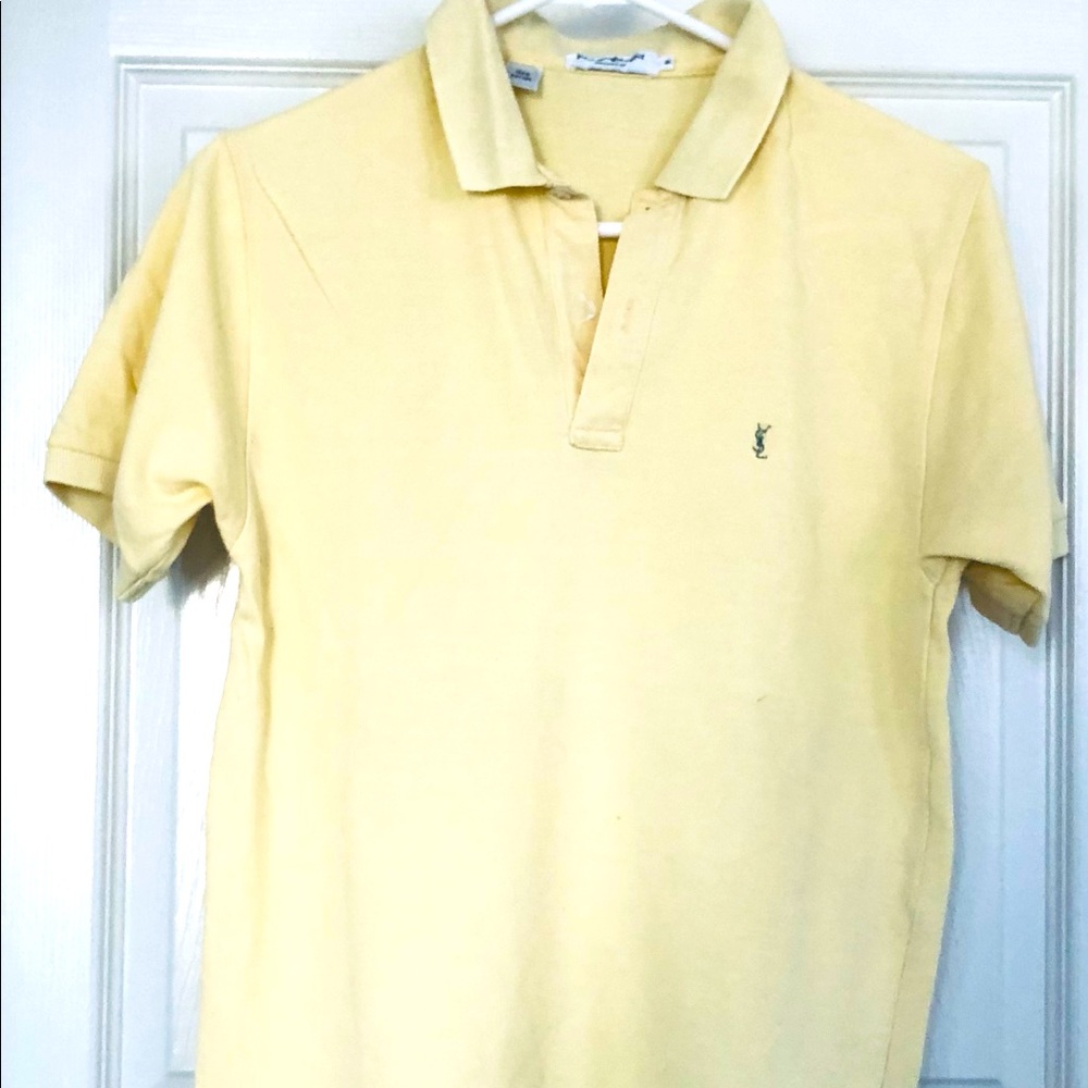 Men YSL light yellow short sleeves polo shirt